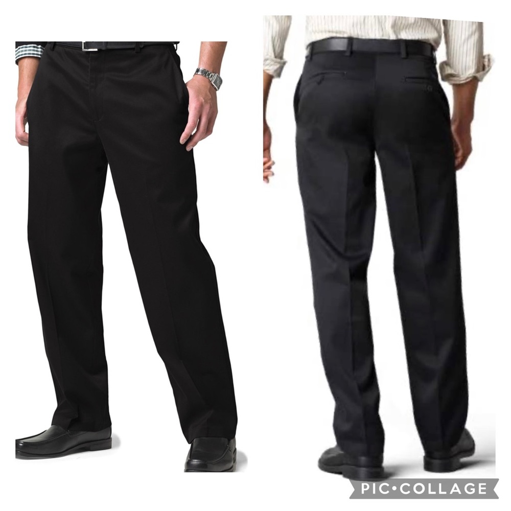 DOCKERS Men’s Solid Black Classic Fit Flat Front 4 Pocket Casual Pants 34”X29”